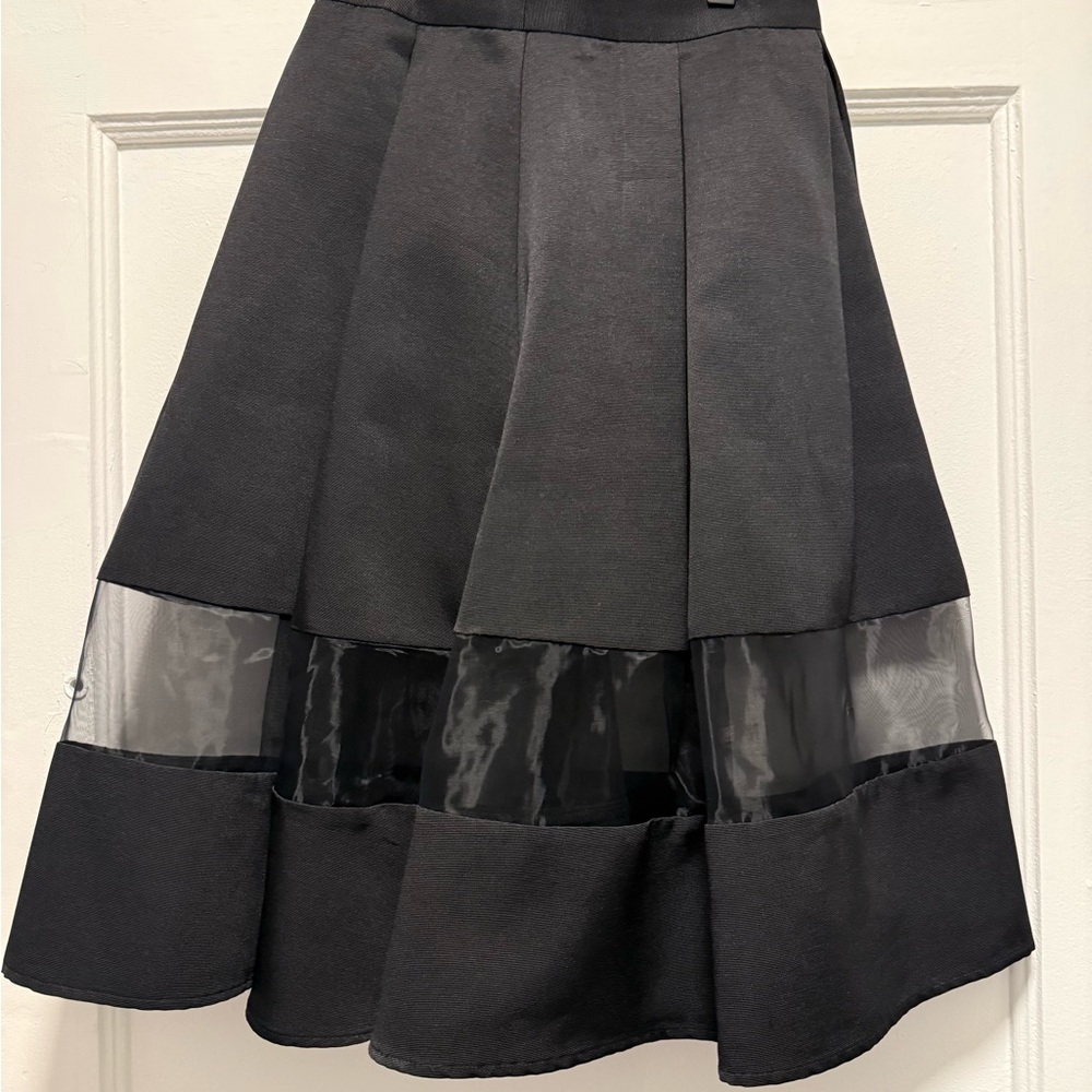Gorgeous A-line Express Skirt in Black with Sheer Panel